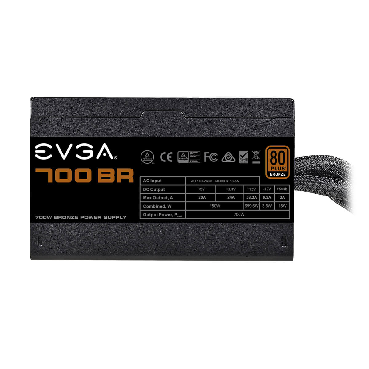 Fuente De Poder Evga 100 Br 0700 K1 700W 80 Plus Bronce No Modular - EVGA