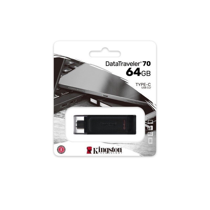 Memoria Flash Kingston 64 Gb Usb C 3 2 Gen 1  Dt70 64Gb  - DT70/64GB