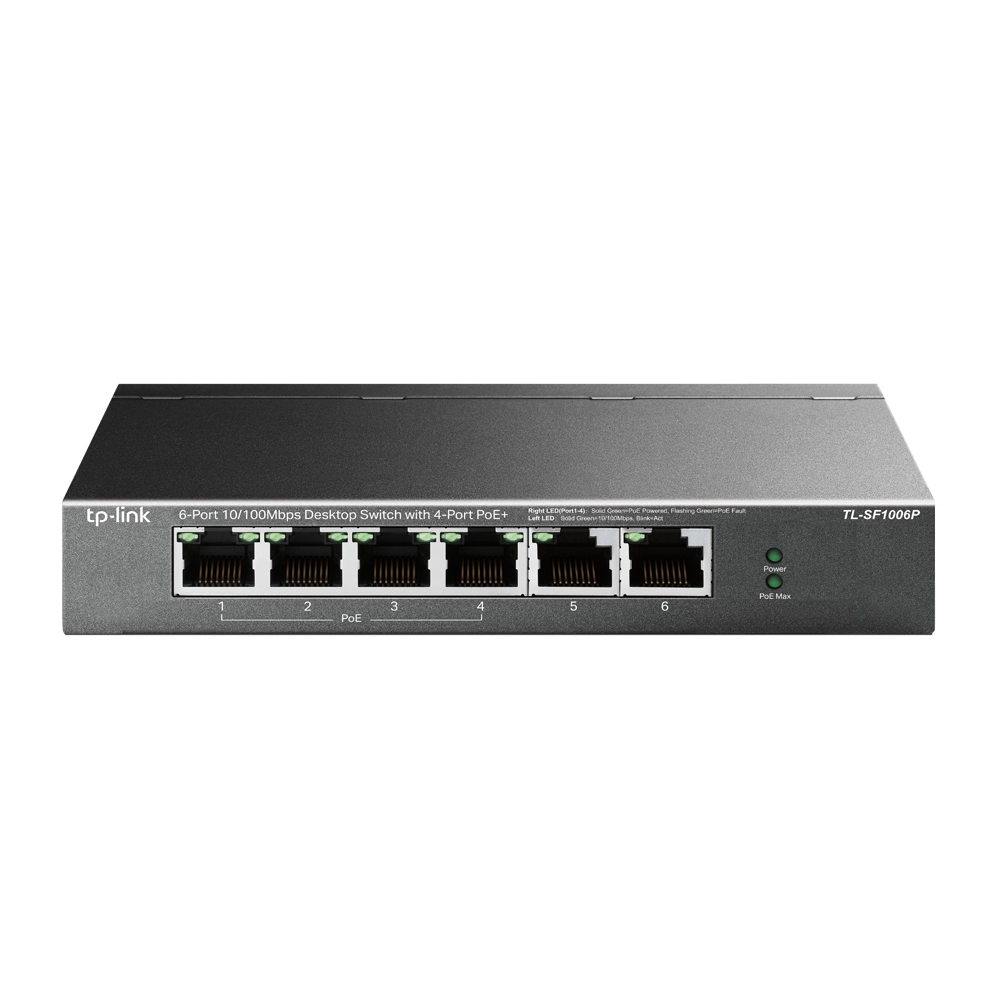 TL-SF1006P Switch TP-LINK TL-SF1006P Switch De Escritorio De 6 Puertos A 10/100 Mbps Con 4 Puertos PoE