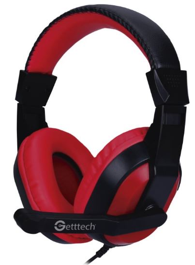 Diadema Headset Getttech Gh 2100 Stream 3 5Mm Mic Retractil Negro Rojo - GETTECH