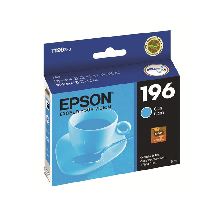 CARTUCHO TINTA EPSON T196 CYAN T196220-AL - EPSON