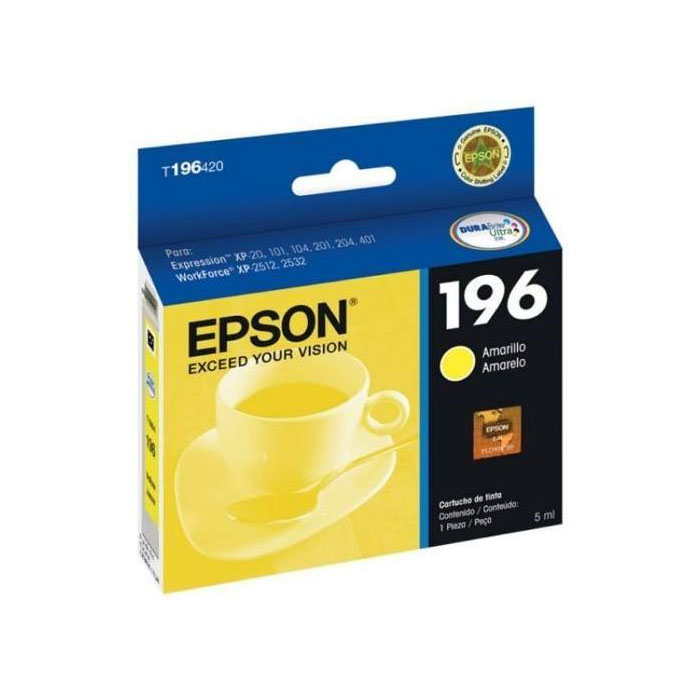 Cartucho Epson 196 Amarillo 290 Páginas/T196420-AL T196420-AL - EPSON