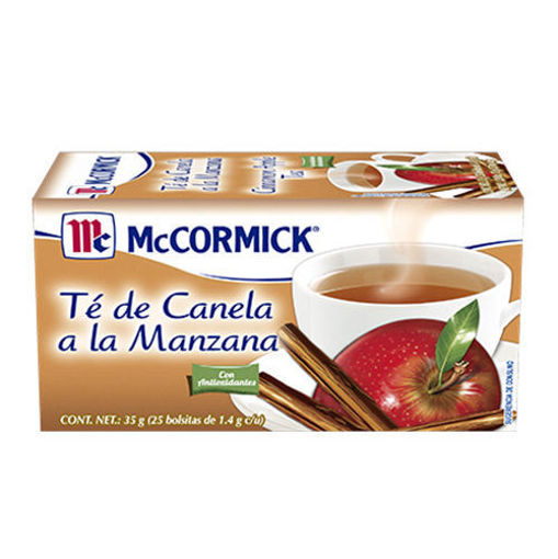 Té de manzana/canela McCormick caja con  La caja trae 25 sobres de 1.2 g contenido total 30 gramos medidas aproximadas 6 x28 cm excelente calmante natural y delicioso aroma y sabor manzana/canela                                                                                                      25 sobres                                - 2054