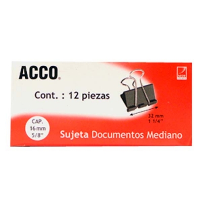 SUJETA DOCUMENTOS ACCO 5434 MED C/12 SUJETADORES MATOFIACCOP2463 - MATOFICINA