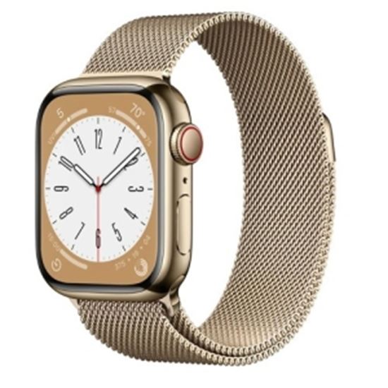 WATCH SERIES 8 GPS CELL 41MM GOLD STAINLESS STEEL CASE GOLD MILA UPC 0194253179252 - APPLE