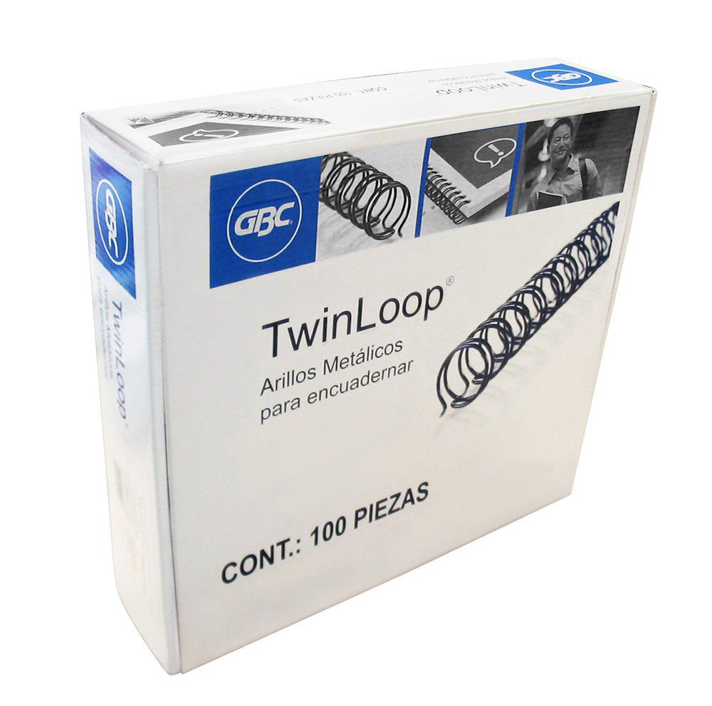 Arillo metal Twin Loop 1/4 " negro GBC p Caja con 100 piezas elaborado con material de alta resistencia                                                                                                                                                                                                  aso 3:1 capacidad 1-35 hojas             - GBC