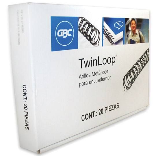 Arillo metal Twin Loop negro  1 " GBC pa Caja con 20 piezas elaborado con material de alta resistencia - M500127