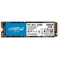 UNIDAD DE ESTADO SOLIDO SSD CRUCIAL P2 NVME M.2 2280 500GB PCIE GEN 3X4 3DNAND LECT.2300/ ESCR. 940 MB/S  - CRUCIAL