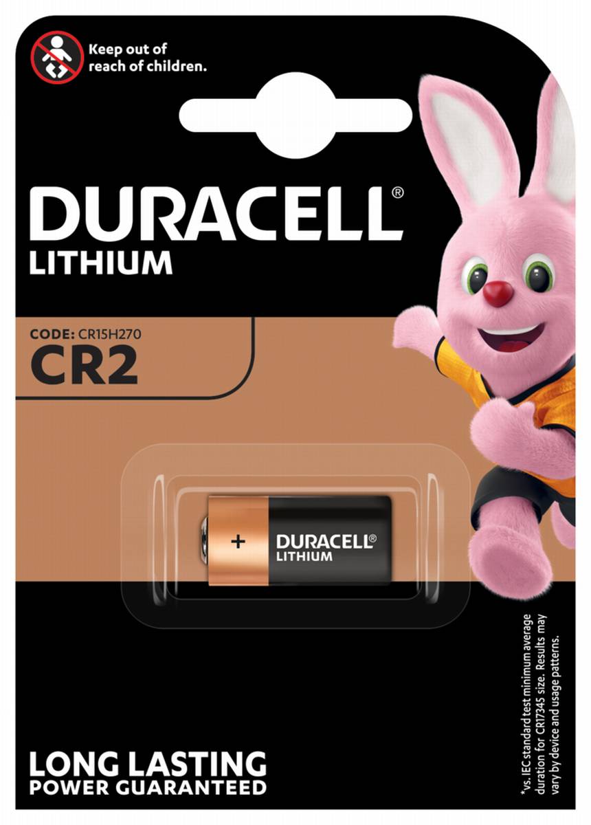 Pila de litio Duracell CR2 de 3.0v       Pila alcalina 3.0 v litio ideal para cámaras digitales, linternas de alta tecnología, videocámaras digitales, dispositivos inteligentes para el hogar                                                                                                           .                                        - DURACELL