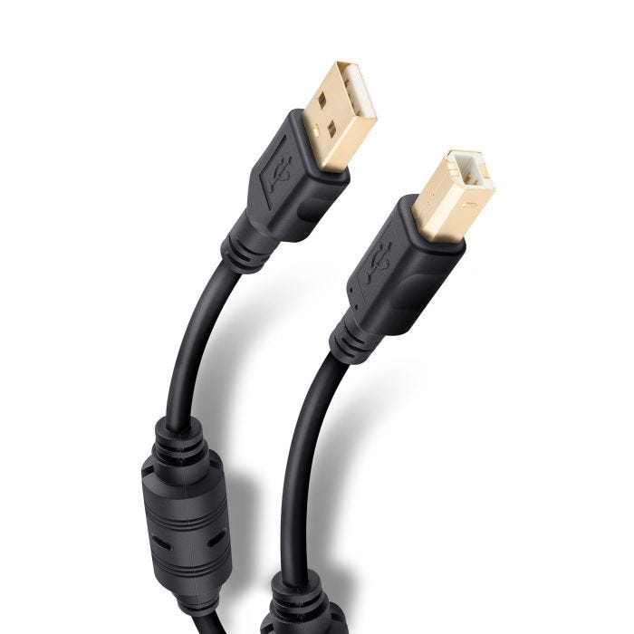 Cable usb a usb tipo b, de 3.6m STEREN 1 Cable usb 2.0 macho(plug) tipo a, a macho(plug) tipo b de 3.6m, baño en oro y nucleo de ferrita que sirve para una transferencia rapida de informacion, elimina interferencia y reduce riesgo de perdida de datos. para impresoras, escaner y camaras digitales - USB-477