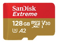 Sandisk Extreme  Tarjeta De Memoria Flash Adaptador Microsdxc A Sd Incluido  128 Gb  A2  Video Class V30  UhsI U3  Class10  Microsdxc UhsI - SDSQXA1-128G-GN6AA