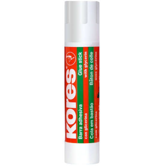 Lápiz Kores adhesivo en barra de 20 grs, Lápiz adhesivo marca Kores, envase y tapa de polipropileno blanco para pegar dos superficies porosas o una porosa contra otra no porosa, no toxico - 12202