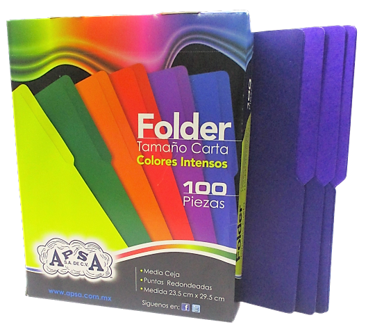 Folder morado intenso APSA tamaño carta  Medidas 23.5 cm ancho x 29.5 cm largo, alta capacidad de almacenamiento, suaje lateral y superior para broche, guías laterales para dar dimensión y puntas redondeadas                                                                                          , paquete con 100 piezas                 - APSA