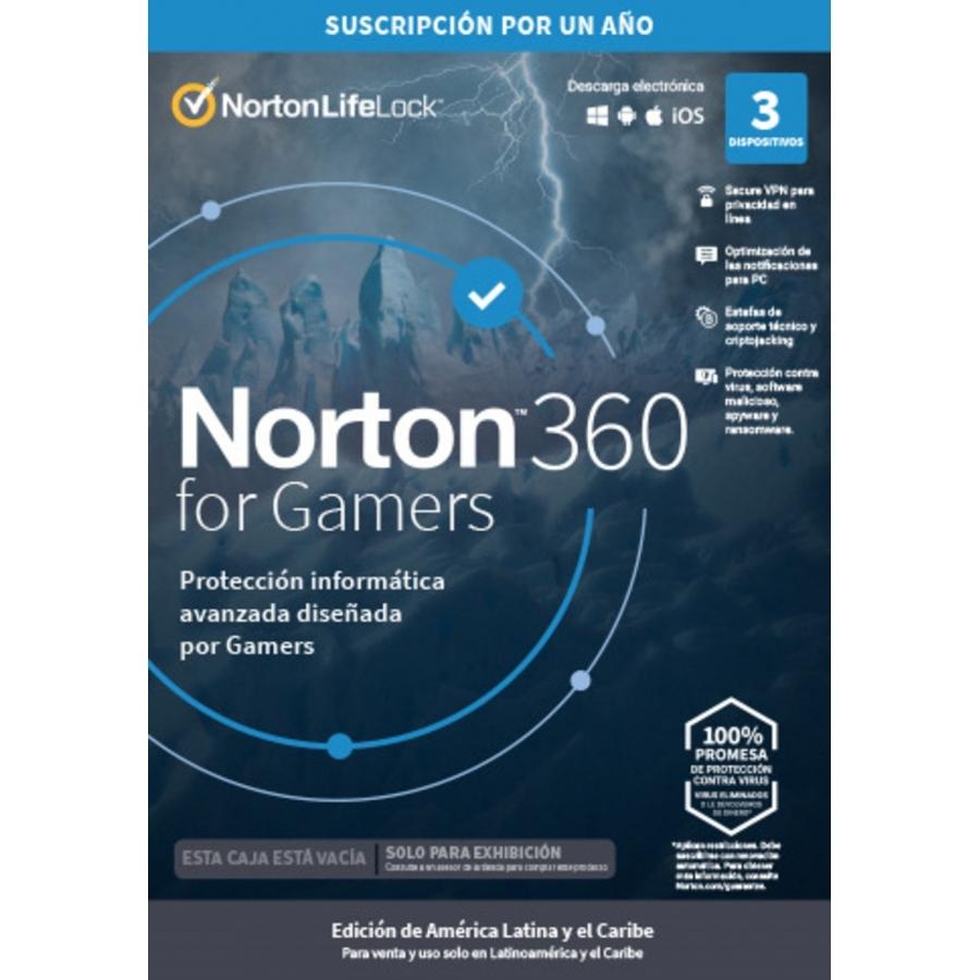 ESD NORTON 360 FOR GAMERS / TOTAL SECURITY/ 3 DISPOSITIVOS/ 1 AÑO/ DESCARGA DIGITAL - TMNR-024