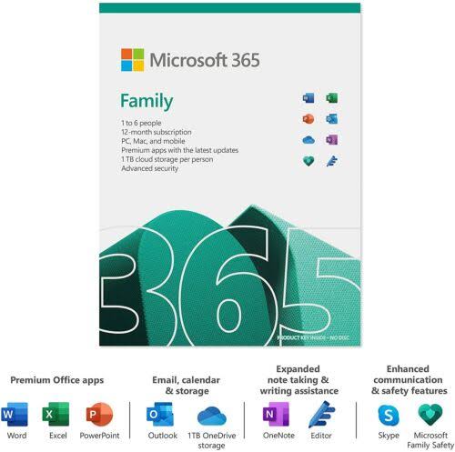 Microsoft 365 Family  Licencia Bsica  Hasta 6 Personas  Win Mac Android Ios  Ingls - 6GQ-01563