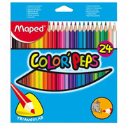 Lapices de color Maped con 24 piezas  Lá Caja con 24 lápices de color, triangular, mina suave y resistente                                                                                                                                                                                               piz colorpeps triangular                 - 183224ZV