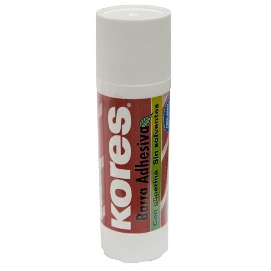 Lápiz Kores adhesivo en barra de 40 grsm Lápiz adhesivo marca Kores, envase y tapa de polipropileno blanco, para pegar dos superficies porosas o una porosa contra otra no porosa, no toxico                                                                                                             , 1 pieza                                - 9023800124029