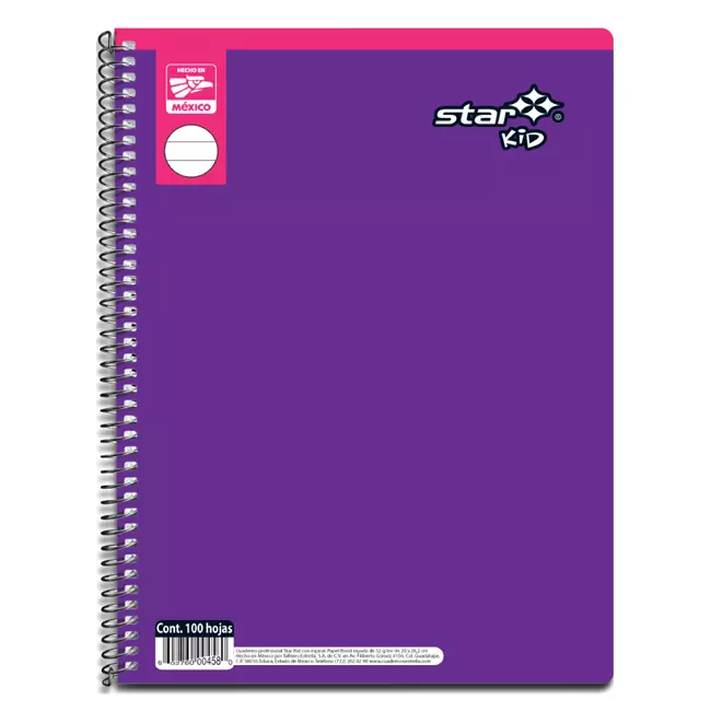 Cuaderno profesional star kid Estrella c 20 x 26,1 cm papel bond de 50 g , espiral más cerrado, seguro coilock                                                                                                                                                                                           uadro grande 7 mm 100 hojas              - ESTRELLA