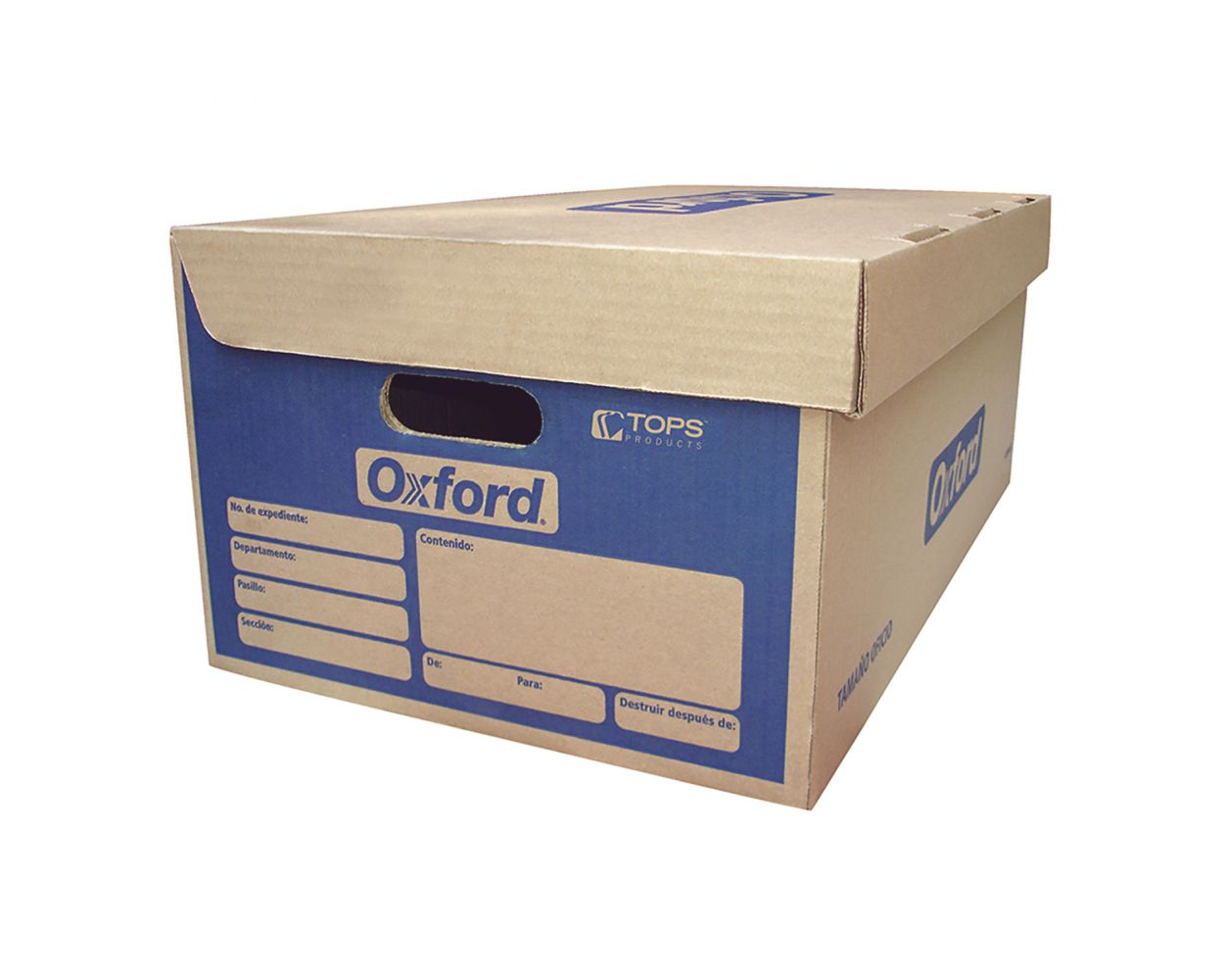 Caja para archivo Oxford Kraft carta tap Medida: 48 x 31 x 24 cm, cartón liner Kraft en ambas caras, flauta tipo "C", resistencia de 7 kg/cm, caja tipo baúl con tapa integrada, fácil de armar, 100% reciclado.                                                                                         a integrada tipo cofre                   - 3