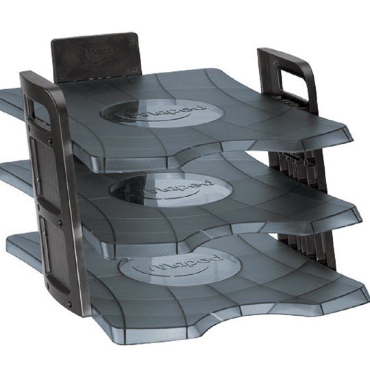 Charola essentials desk gris humo Maped  Color gris humo, medidas 26.5 x 30.5 cm, para apilar documentos                                                                                                                                                                                                 de tres niveles                          - MAPED