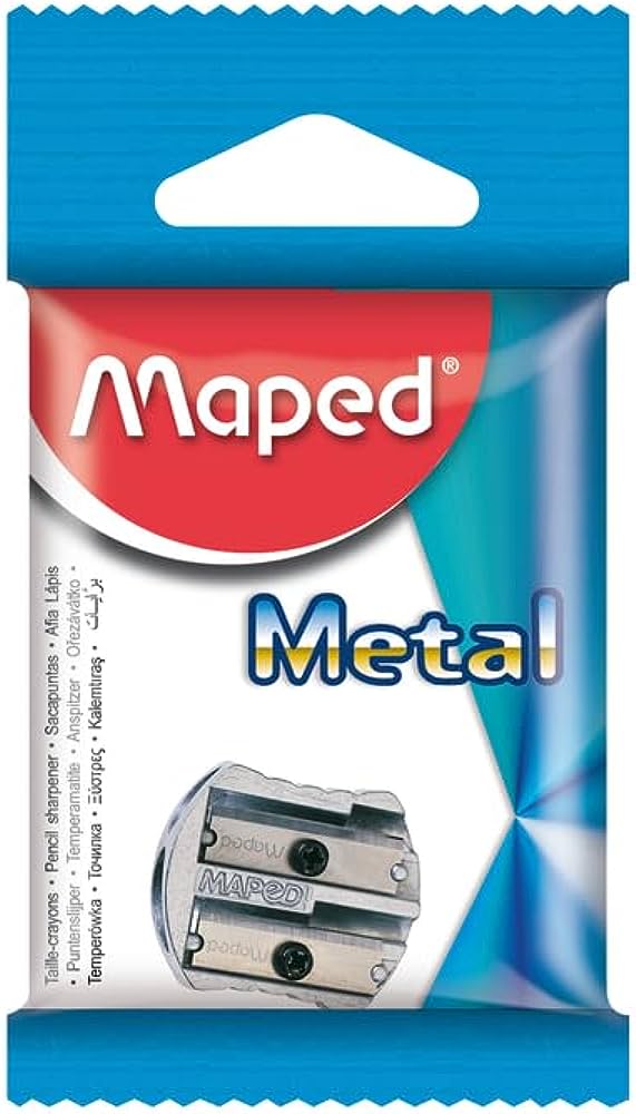 Sacapuntas metal Maped 2 orificios  metá Sacapuntas metálico de 2 orificios, durabilidad, blíster con 1 pieza                                                                                                                                                                                            lico                                     - MAPED