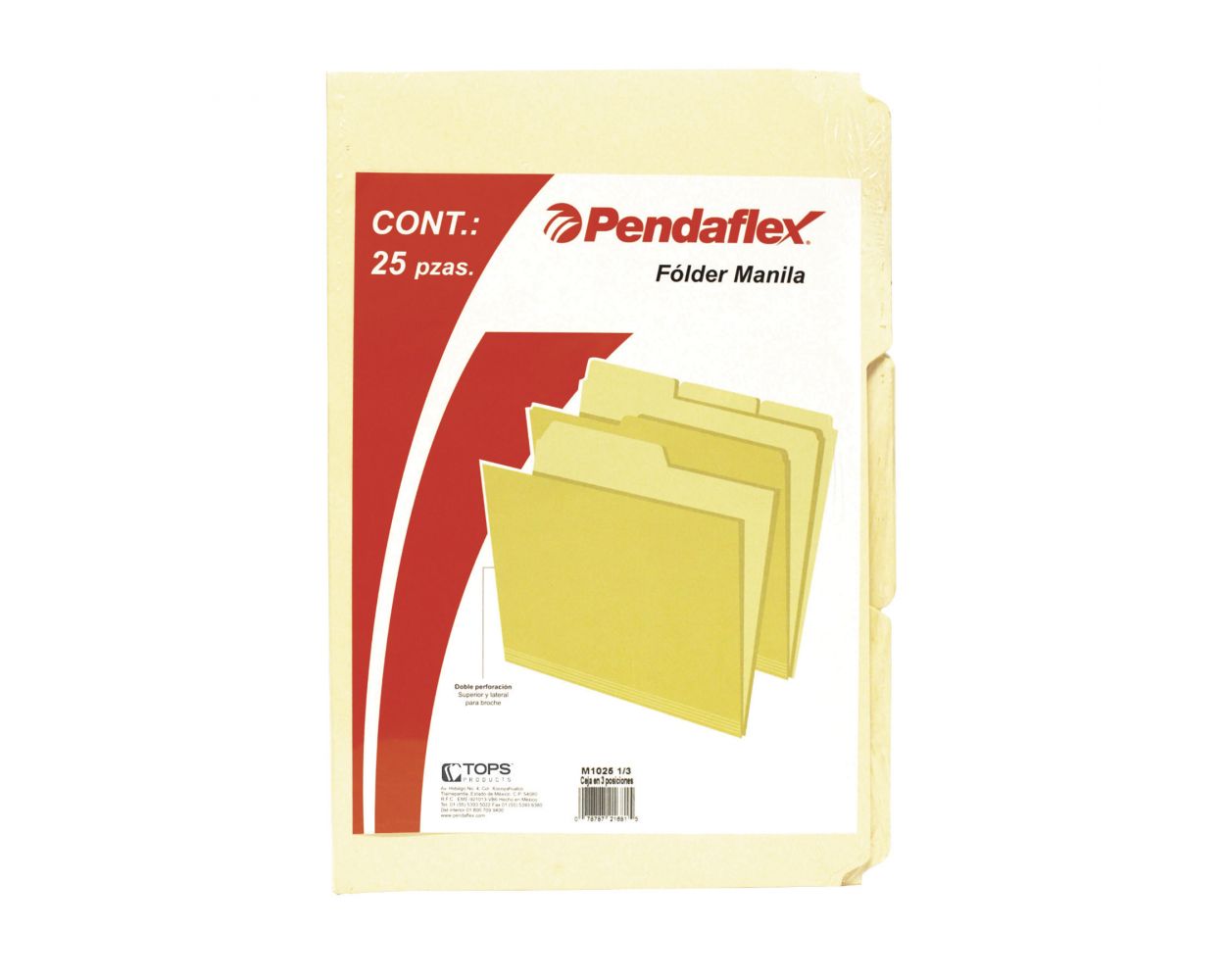 Folder manila Pendaflex oficio color cre Papel manila stock de 9.5 pts., pre-suajado superior y lateral para broche de 8 cm, dobleces adicionales para expansión de hasta 2 cm, paquete con 25 piezas.                                                                                                   ma ceja 1/2 caja con 25 pzas             - M1025 1/2