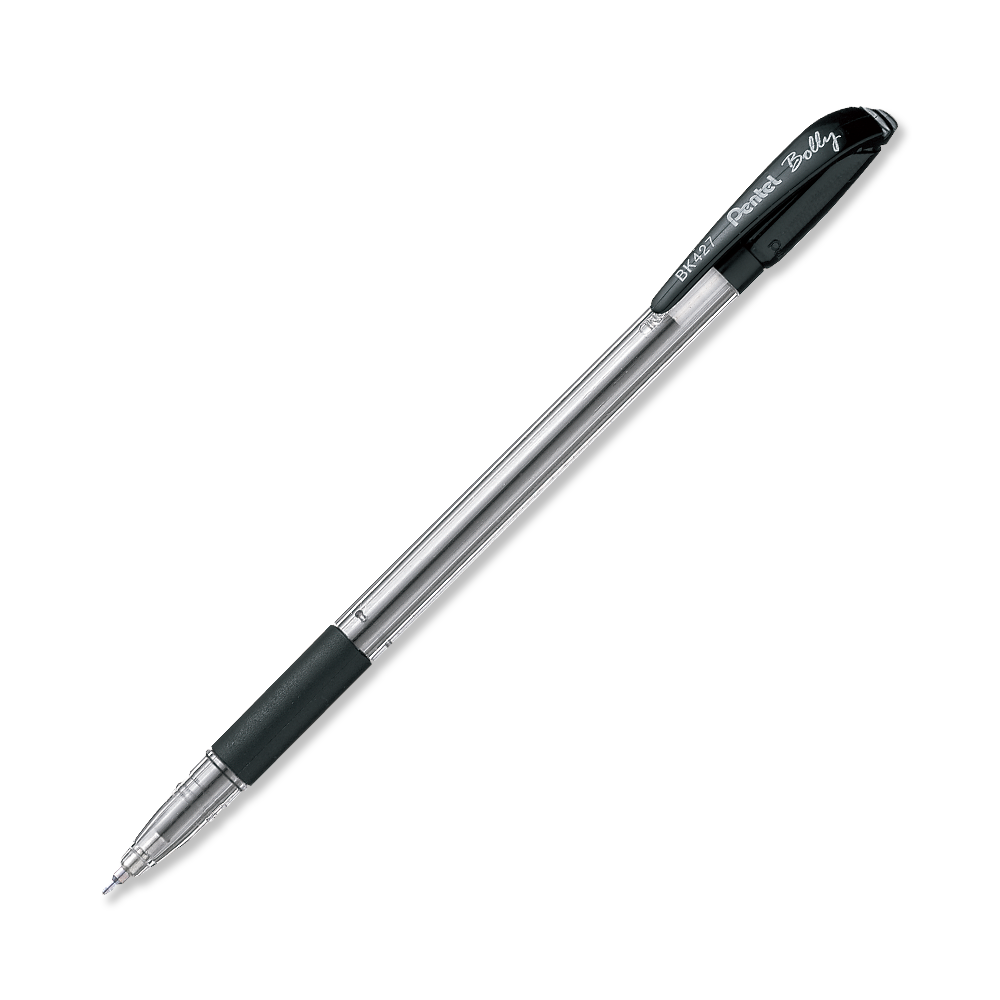 Bolígrafo Pentel bolly, punto fino 0.7 m Bolígrafo Pentel bolly color negro, punta metálica 0.7 mm (mediano), con agarre de caucho, cuerpo con grip y detalles que indican el color de tinta                                                                                                             m, color negro, 1 pieza                  - BK427-A