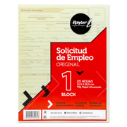 Solicitud de empleo Pinos Altos blíster  Papel bond de 50-56 g, medida: 21.5 x 28 cm, impresión a dos tintas, block con 25 hojas.                                                                                                                                                                        con 5 blocks                             - PINOS ALTOS