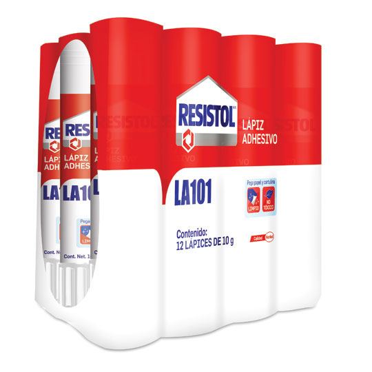 Lápiz adhesivo Resistol 40 grs 1 pieza Color blanco, fácil de usar, presentación primer empaque: charola con 5 piezas, no tóxico - 1644314