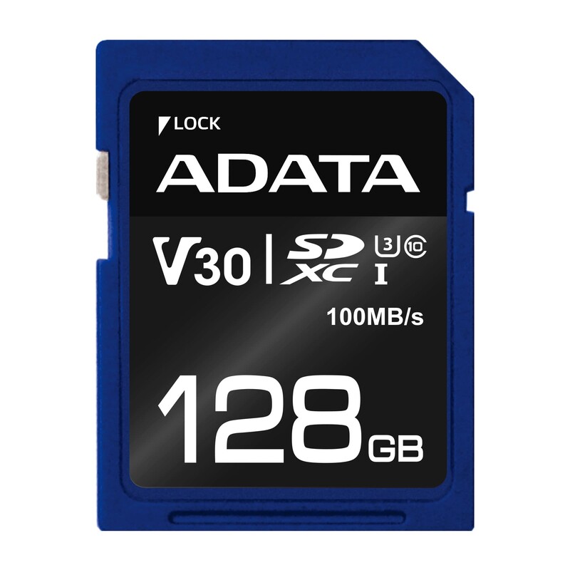 MEMORIA SD ADATA 128GB / CL10/ V30 4K UHD / 100/80Mbps AZ?L - SDX128GUI3V