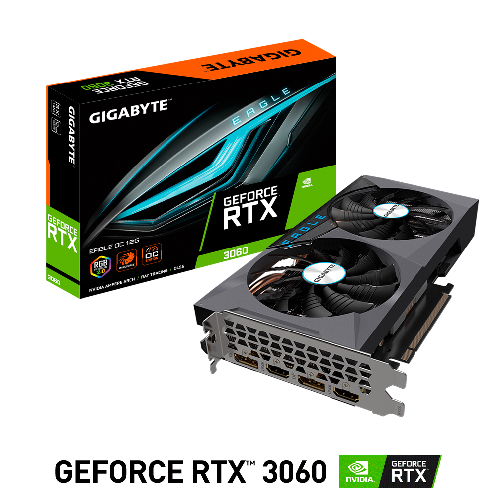 GPU GIGABYTE GEFORCE RTX 3060 EAGLE OC 12G GDDR6 GV-N3060EAGLE OC-12GD G20 - GIGABYTE