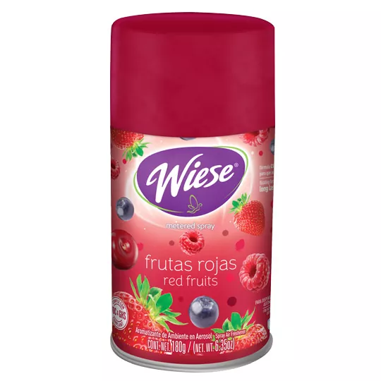 Aerosol Wiese aroma frutas rojas 180 gr. Aerosol disparo controlado aroma frutas rojas de 180g. adaptable a la mayoria de los dispensadores automaticos. para la oficina, hogar u otro lugar. aparatos breeze matic lwi-aer-kitfr, lwi-aer-kitmc, lwi-aer-kithw, lwi-aer-kitta                           .                                        - WIESE