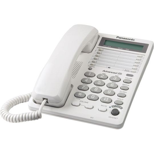 Telefono alambrico KX-TS108MEW Teléfono alambrico de una linea  KX-TS108MEW, color blanco con 20 memorias, llamada en espera.         memorias, llamada en espera. - 7501487634663