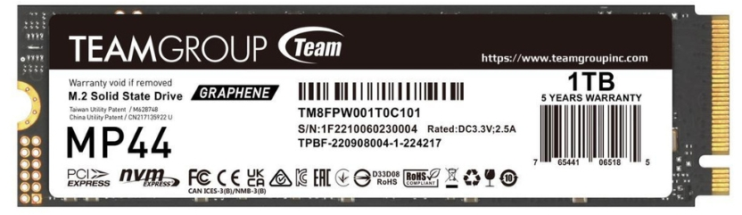 Ssd Interno Teamgroup Mp44 1Tb M2 Pcie Gen4 Nvme 14 7400 6500 Mbs Tm8Fpw001T0C101 - TM8FPW001T0C101