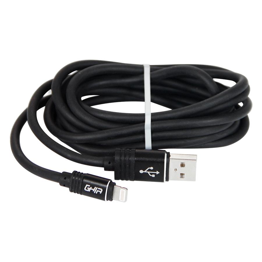 CABLE GHIA TIPO LIGHTNING 2.0 MTS, USB 2.1 COLOR NEGRO - GHIA