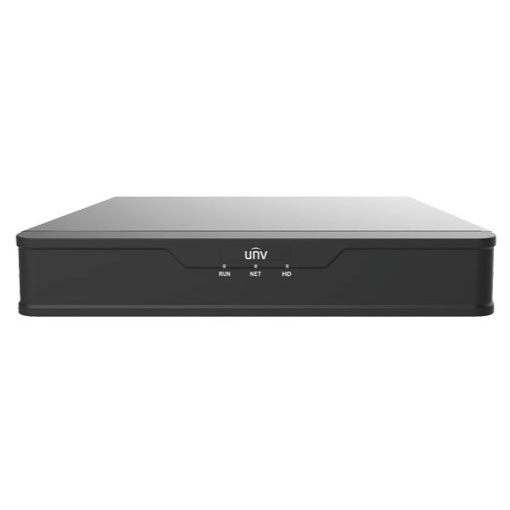 NVR 4 CANALES/4 POE UNV NVR301-04S3-P4 8MP (4K) CAPACIDAD 1 DISCO DURO HASTA 6TB TOTAL/1 SALIDA HDMI 4K Y 1 SALIDA VGA SIMULTANEAS/POE 300 MTS/64 MBPS/ULTRA265/ANALITICAS/VCA SEARCH IA (SERIE EASY)  - NVR301-04S3-P4