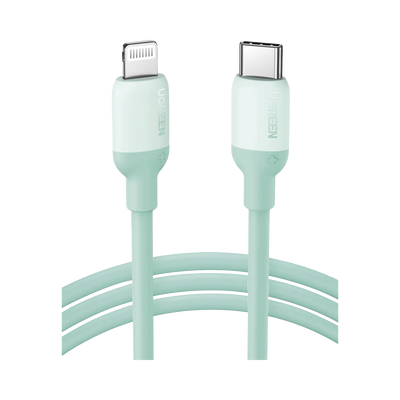 Cable USB-C a Lightning / Certificado MFi / 1 Metro / Adecuado para iPhone, iPad, iPod / Carga Rápida PD 20W /  Sincronización de Datos de hasta 480 Mbps / Goma de Silicona y  TPE. / Suave al Tacto / Color  Green <br>  <strong>Código SAT:</strong> 26121604 - UGREEN