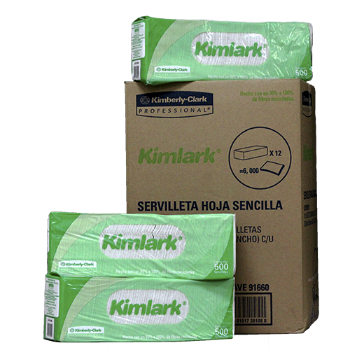 Servilletas blancas Kimlark caja con 12  Caja con 12 paquetes de servilletas blancas tradicionales de 500 hjs sencillas cada uno. dimensiones: 28 cm x 21.8 cm. marca Kimlark. Mod. 91660                                                                                                                paq. 500 hjs.                            - KIMLARK