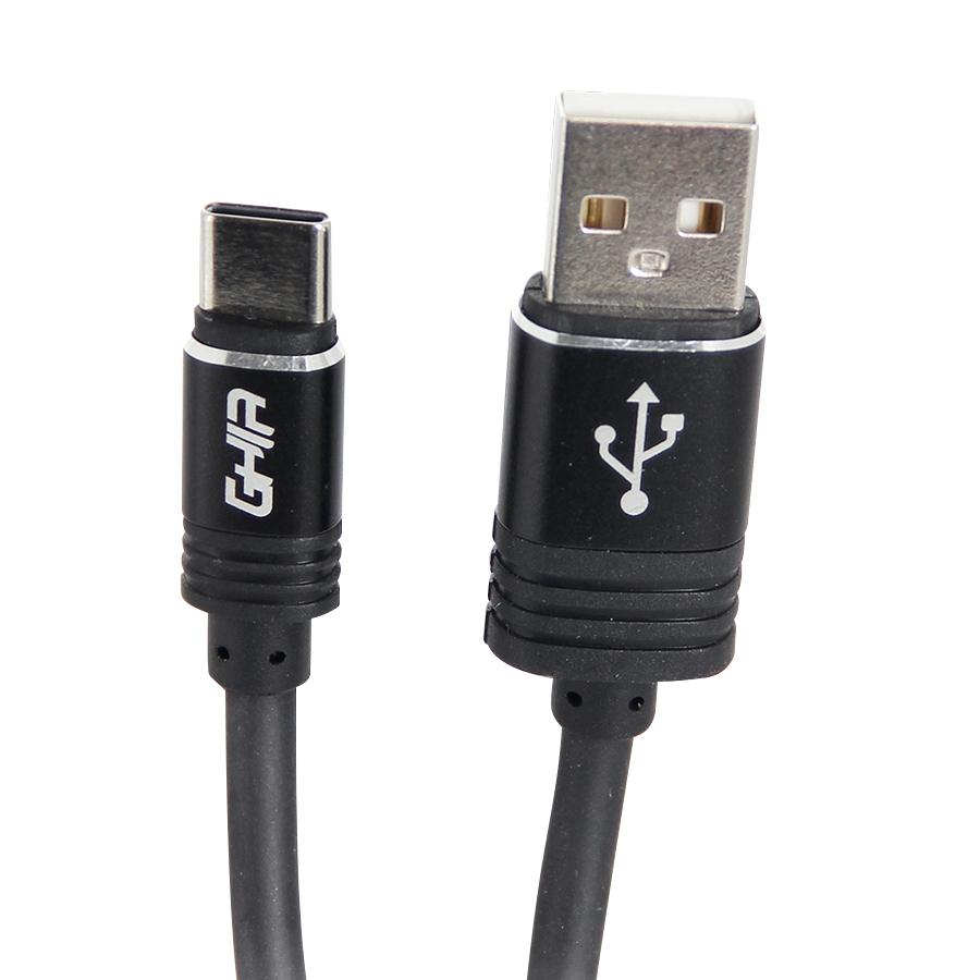 CABLE USB TIPO C GHIA 2.0 MTS, DATOS Y CARGA, COLOR NEGRO - GHIA
