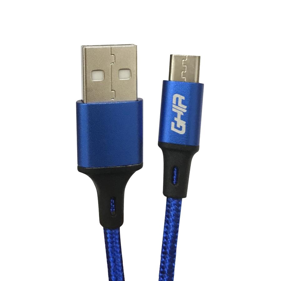 CABLE MICRO USB GHIA NYLON COLOR AZUL DE 1M - GHIA