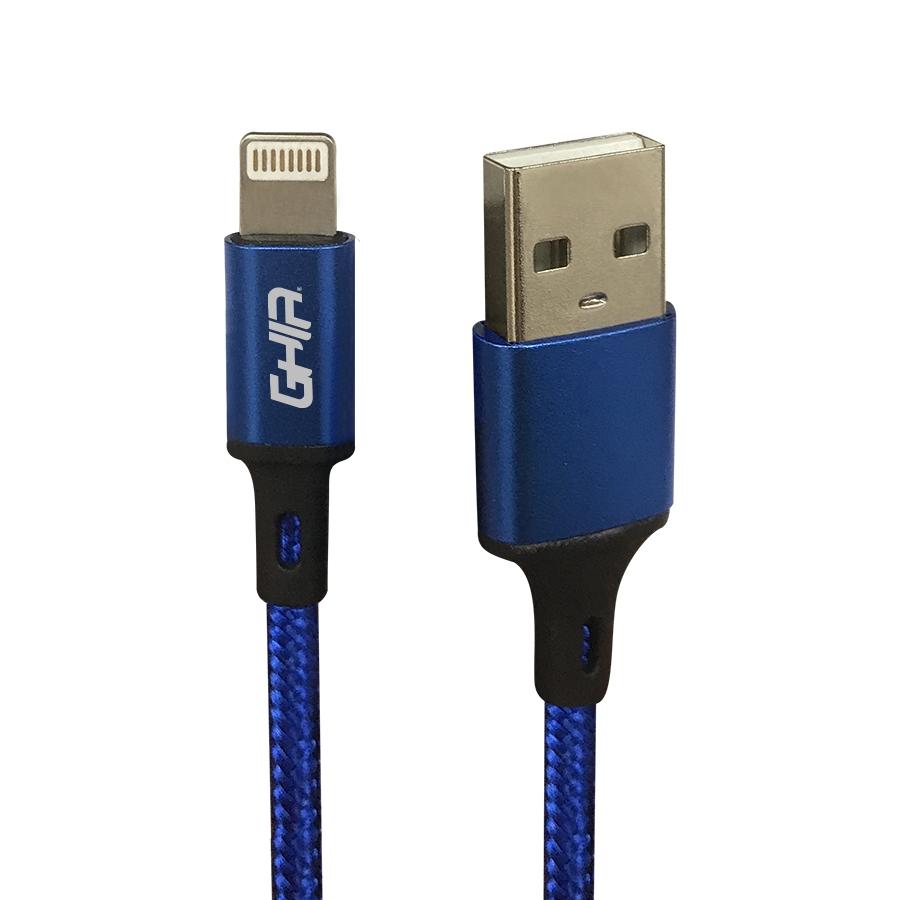 CABLE USB TIPO LIGHTNING GHIA 1M NYLON COLOR AZUL - GAC-193A