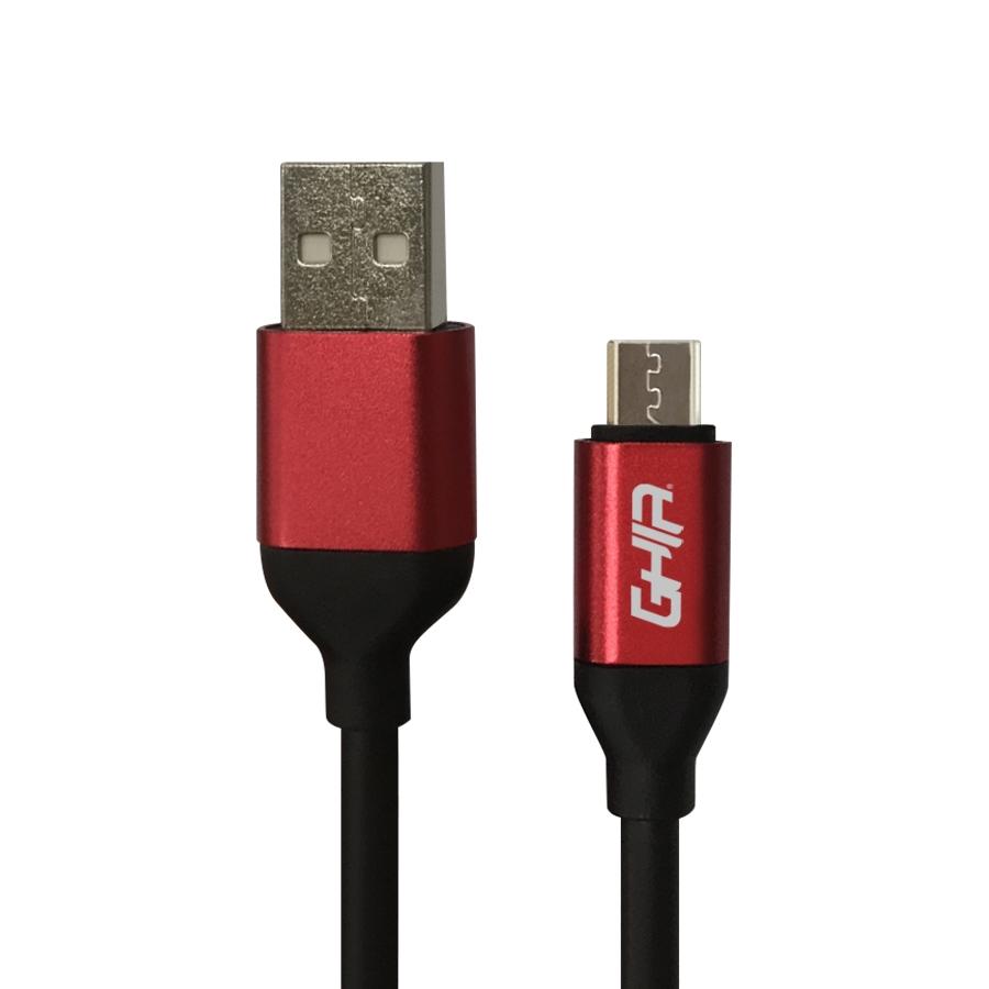 CABLE MICRO USB GHIA 1M COLOR NEGRO/ROJO - GHIA