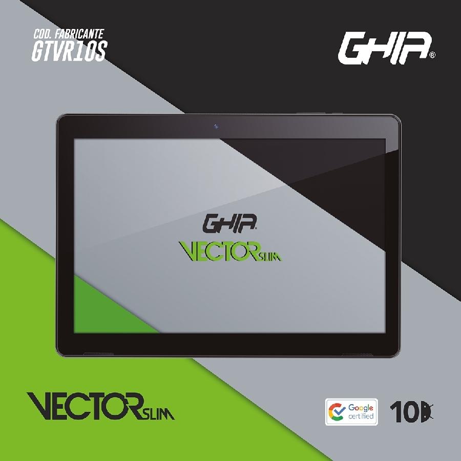 TABLET GHIA 10.1 VECTOR SLIM/A100 QUADCORE/ IPS/1GB RAM/16GB/2CAM/WIFI/BLUETOOTH/5000MAH/ANDROID 10/NEGRA - GHIA