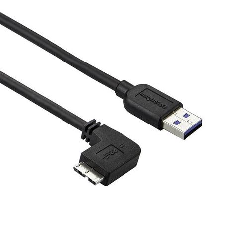 CABLE DELGADO 0.5M MICRO USB 3.0 ACODADO A IZQUIERDA A USB A . UPC 0065030861403 - USB3AU50CMLS