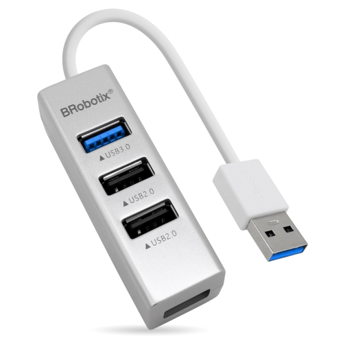 HUB BROBOTIX USB-A V2.0 X3 + USB-A V3.0 X1, COLOR PLATA - 263038