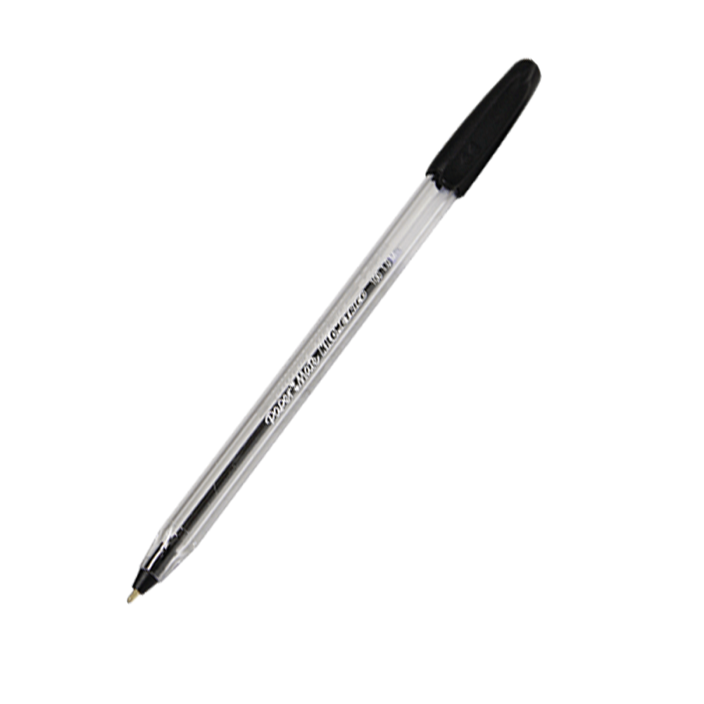 Boligrafo ST kilometrico negro punto med Barril triangular de plástico transparente, practico clip en tapa y sistema de tinta inkjoy color negro, punto mediano (1.0 mm), se desplaza con gran suavidad                                                                                                  iano bolsa con 2 piezas                  - PAPER MATE
