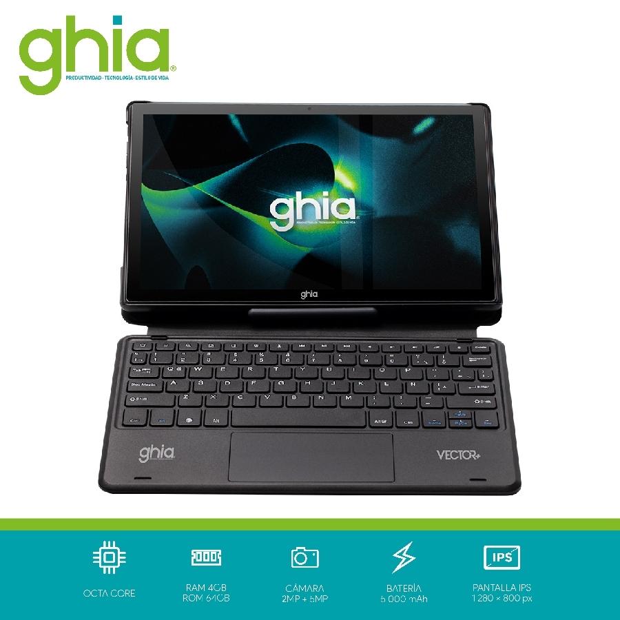 Tablet Ghia Vector Plus CTeclado A523 Octacore4Gb Ram64Gb 2CamWifiBluetooth5000MahAndroid 13 Negra GVPNT - GHIA