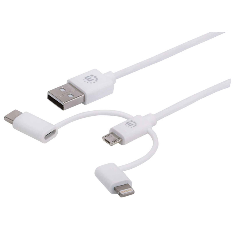 CABLE MAN LIGHTNING+ USB-C+ MICROUSB A USB (3 EM 1), 1M - MAN-353434