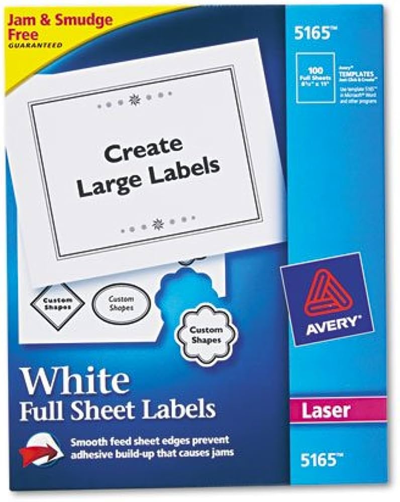 Etiqueta tecnología inkjet AVERY color b Medidas 8 1/2 x 11 " (21.59 x 27.94 cm), con 25 etiquetas                                                                                                                                                                                                       lanco                                    - 8165