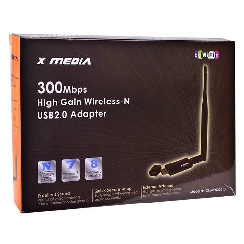 ADAPTADOR INALAMBRICO X-MEDIA XM-WN3201D N 300 USB2.0 CON ANTENA ALTA GANANCIA UPC  - XM-WN3201D